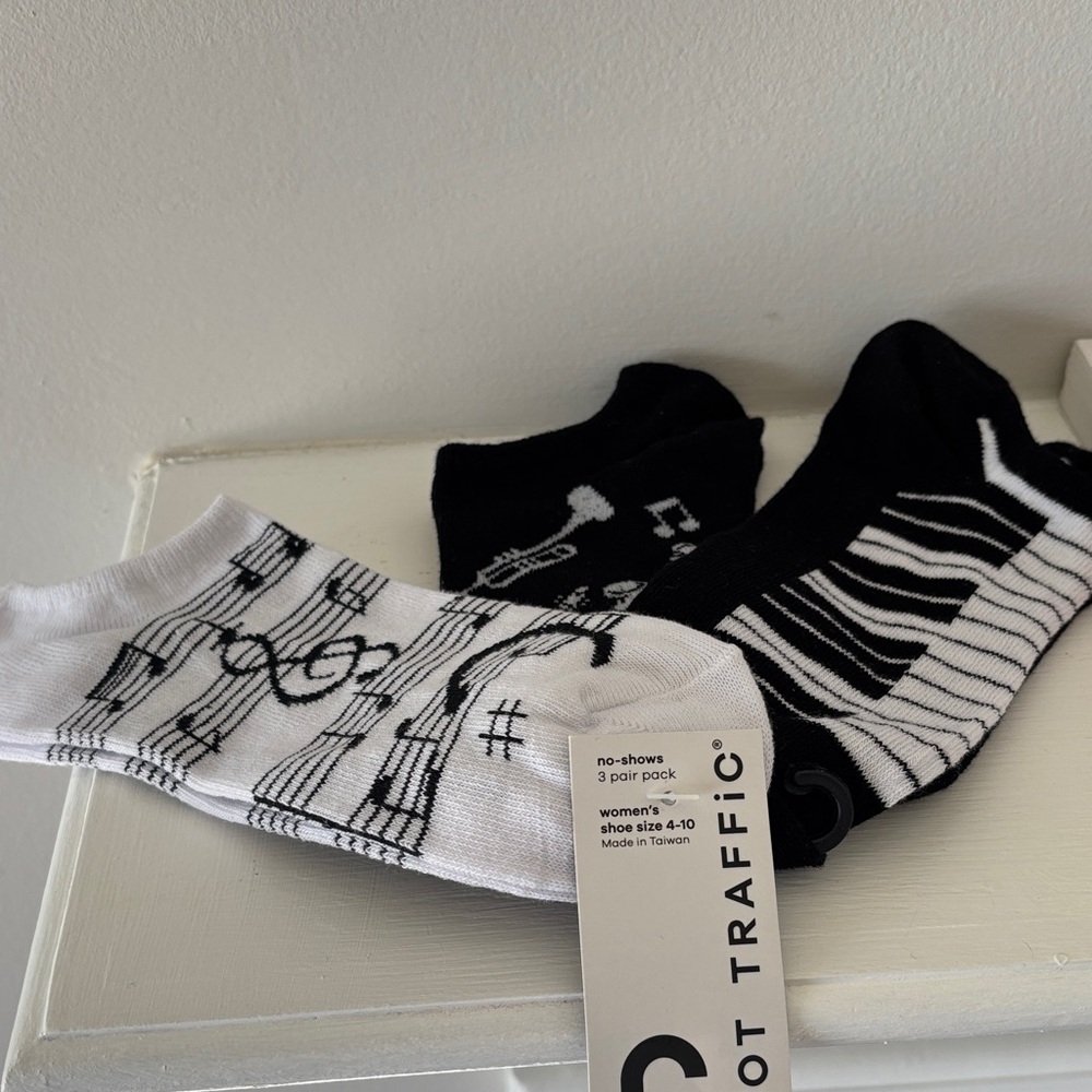 Musical Note Black and White Socks by Foot Traffic